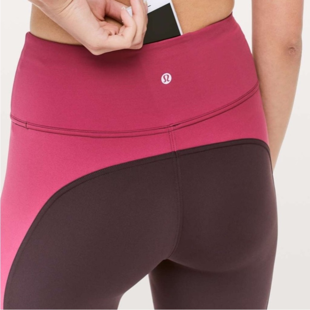 Lululemon Wake & Train Tight *28" Black Satin / Star Ruby Size 8 - Picture 4 of 15
